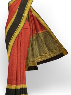 sri kumaran stores mysuru silk saree tangy red saree with black border 1