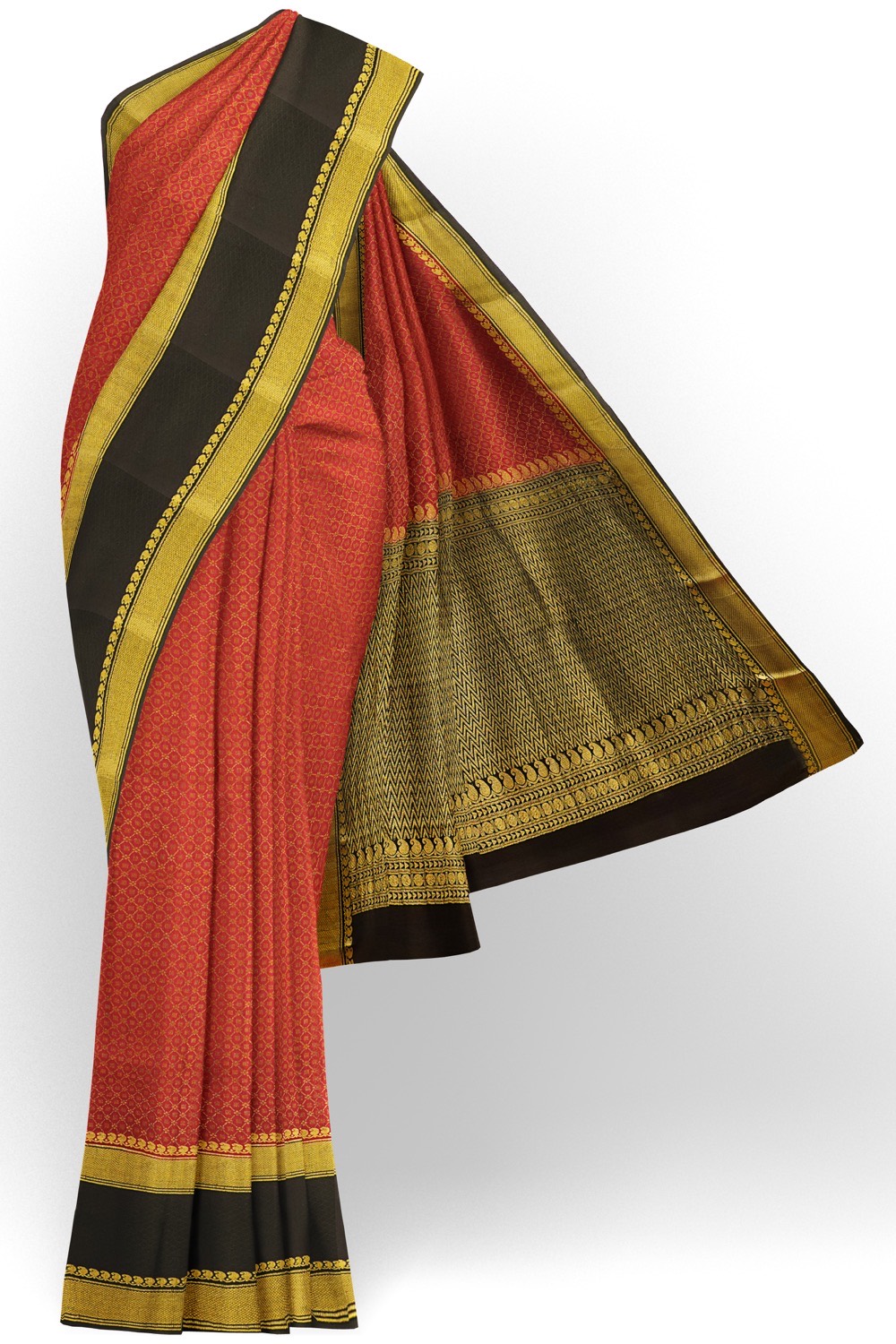 sri kumaran stores mysuru silk saree tangy red saree with black border 1