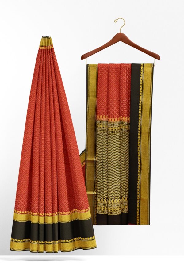 sri kumaran stores mysuru silk saree tangy red saree with black border 2