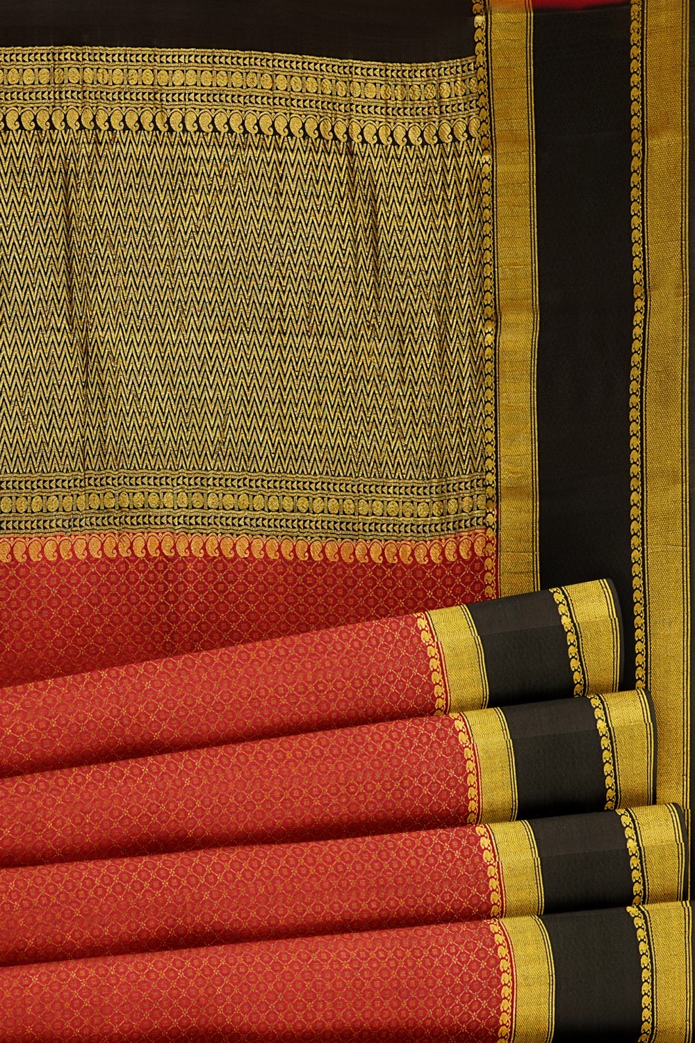 sri kumaran stores mysuru silk saree tangy red saree with black border 5