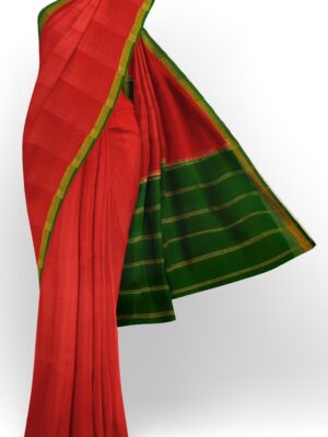 sri kumaran stores mysuru silk saree tangy red saree with green border 1