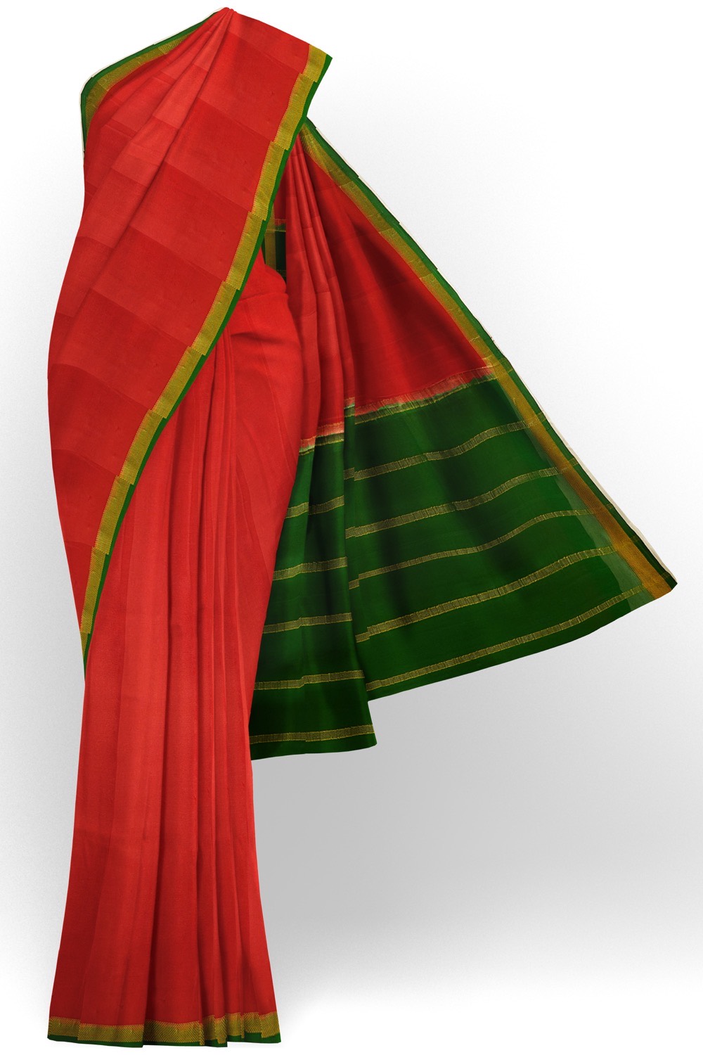 sri kumaran stores mysuru silk saree tangy red saree with green border 1