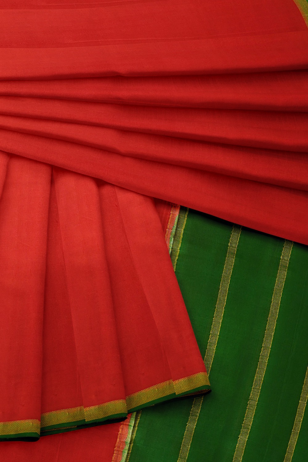 sri kumaran stores mysuru silk saree tangy red saree with green border 4