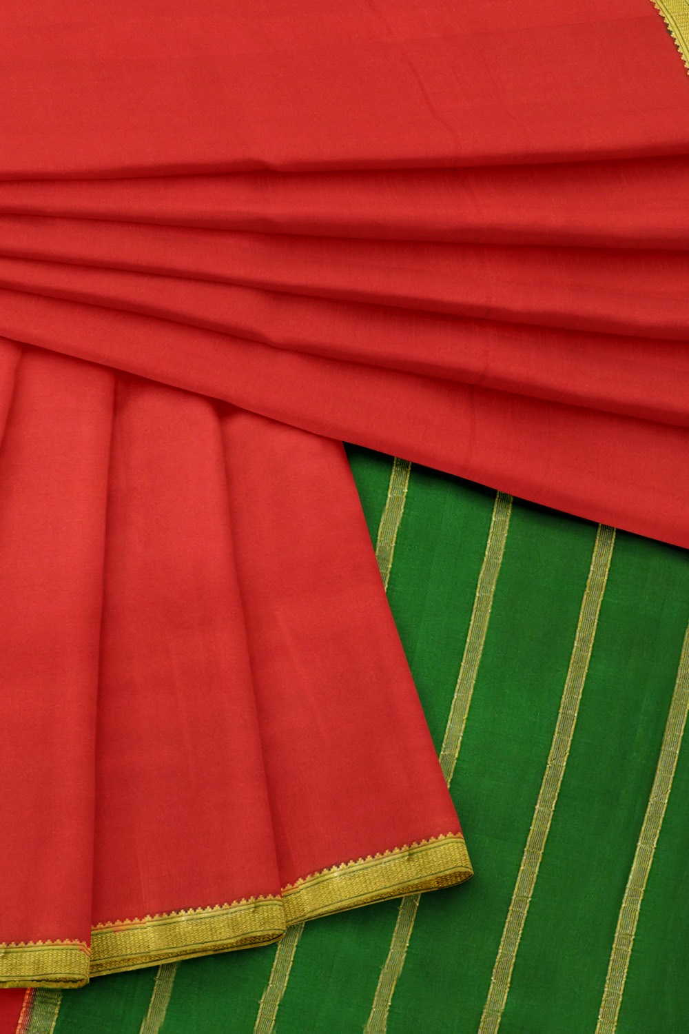 sri kumaran stores mysuru silk saree tangy red saree with green pallu and border 4
