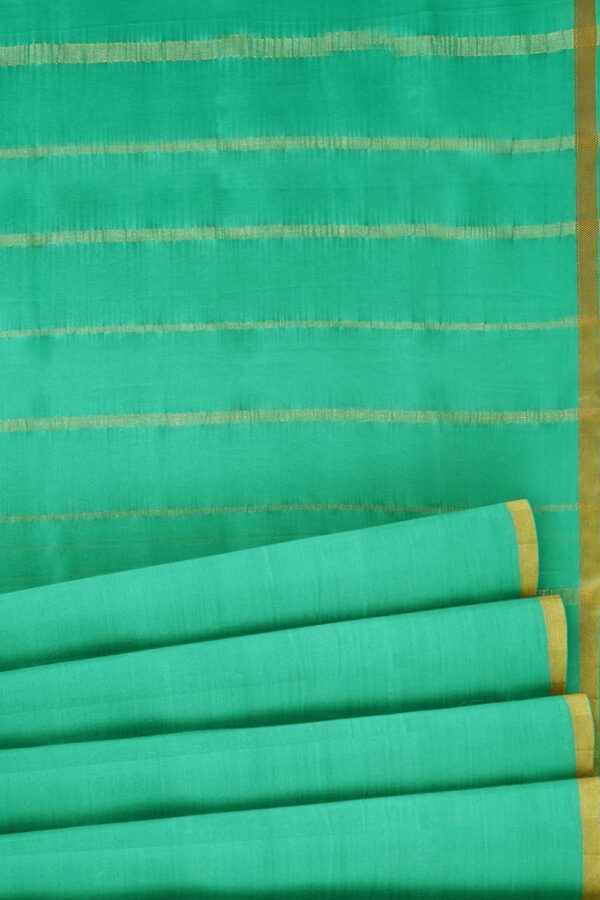 sri kumaran stores mysuru silk saree tarquoise blue plain saree with thin golden zari border 5