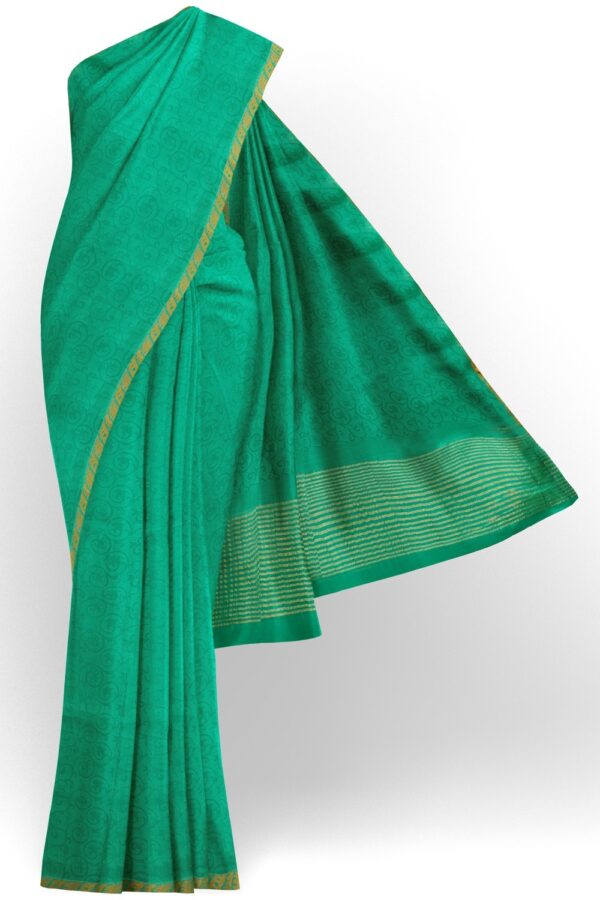 sri kumaran stores mysuru silk saree tarquoise blue saree with self emboss design 1