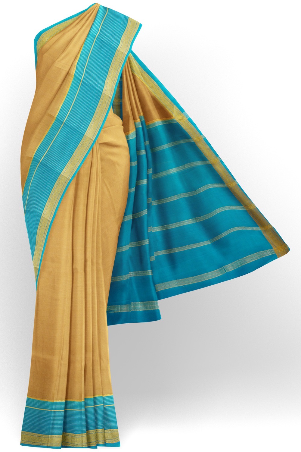 sri kumaran stores mysuru silk saree tortilla brown saree with olympic blue pallu and border 1
