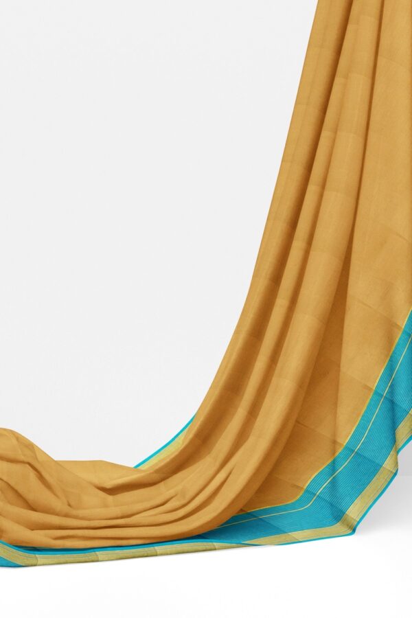 sri kumaran stores mysuru silk saree tortilla brown saree with olympic blue pallu and border 3