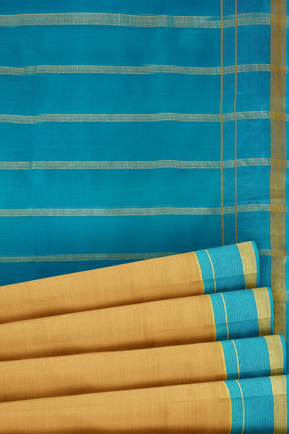 sri kumaran stores mysuru silk saree tortilla brown saree with olympic blue pallu and border 5