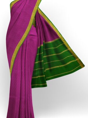 sri kumaran stores mysuru silk saree violet saree with grass green pallu and border 1