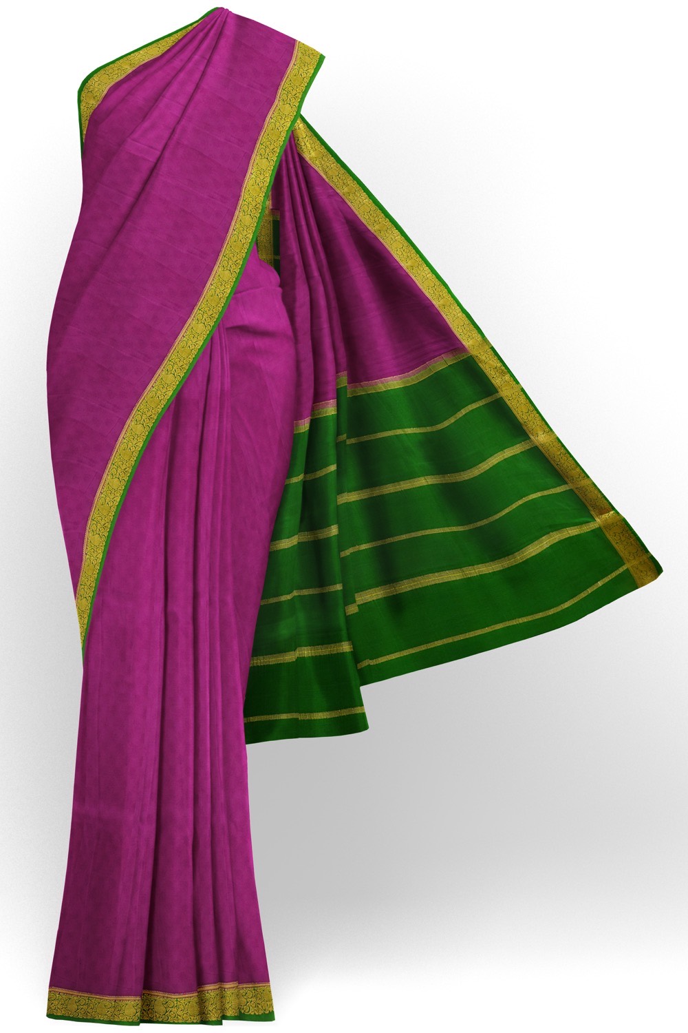 sri kumaran stores mysuru silk saree violet saree with grass green pallu and border 1
