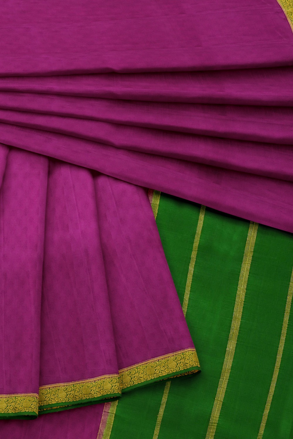 sri kumaran stores mysuru silk saree violet saree with grass green pallu and border 4