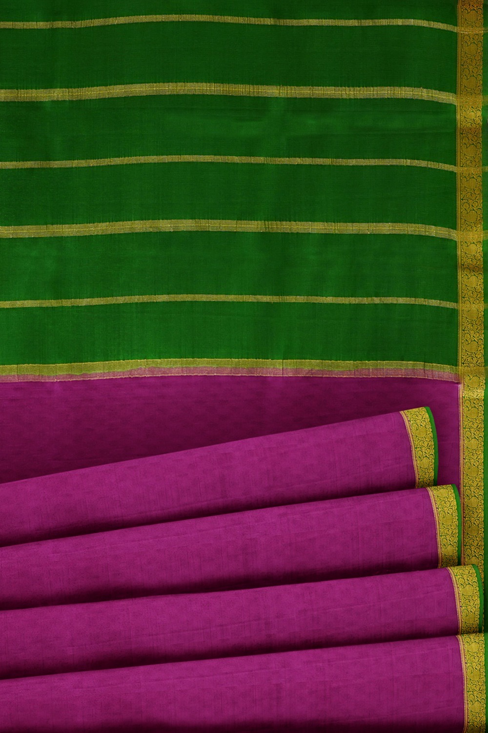 sri kumaran stores mysuru silk saree violet saree with grass green pallu and border 5