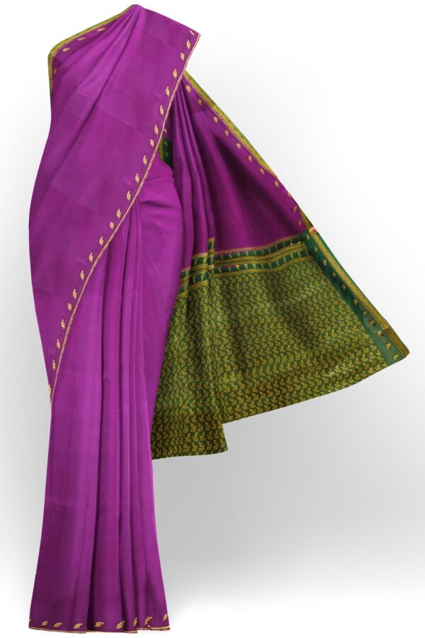 sri kumaran stores mysuru silk saree violet saree with green pallu 1
