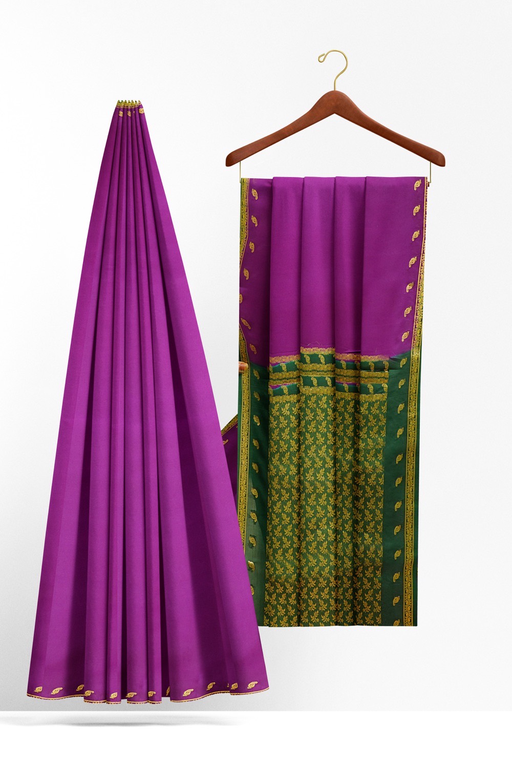 sri kumaran stores mysuru silk saree violet saree with green pallu 2