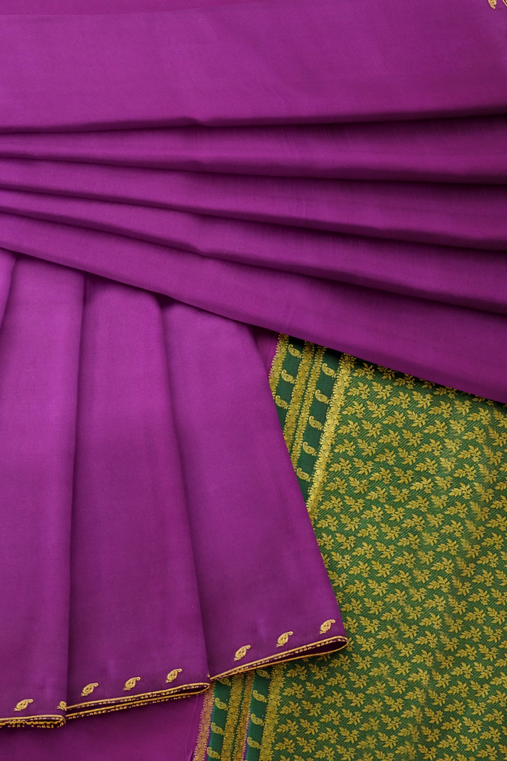 sri kumaran stores mysuru silk saree violet saree with green pallu 4