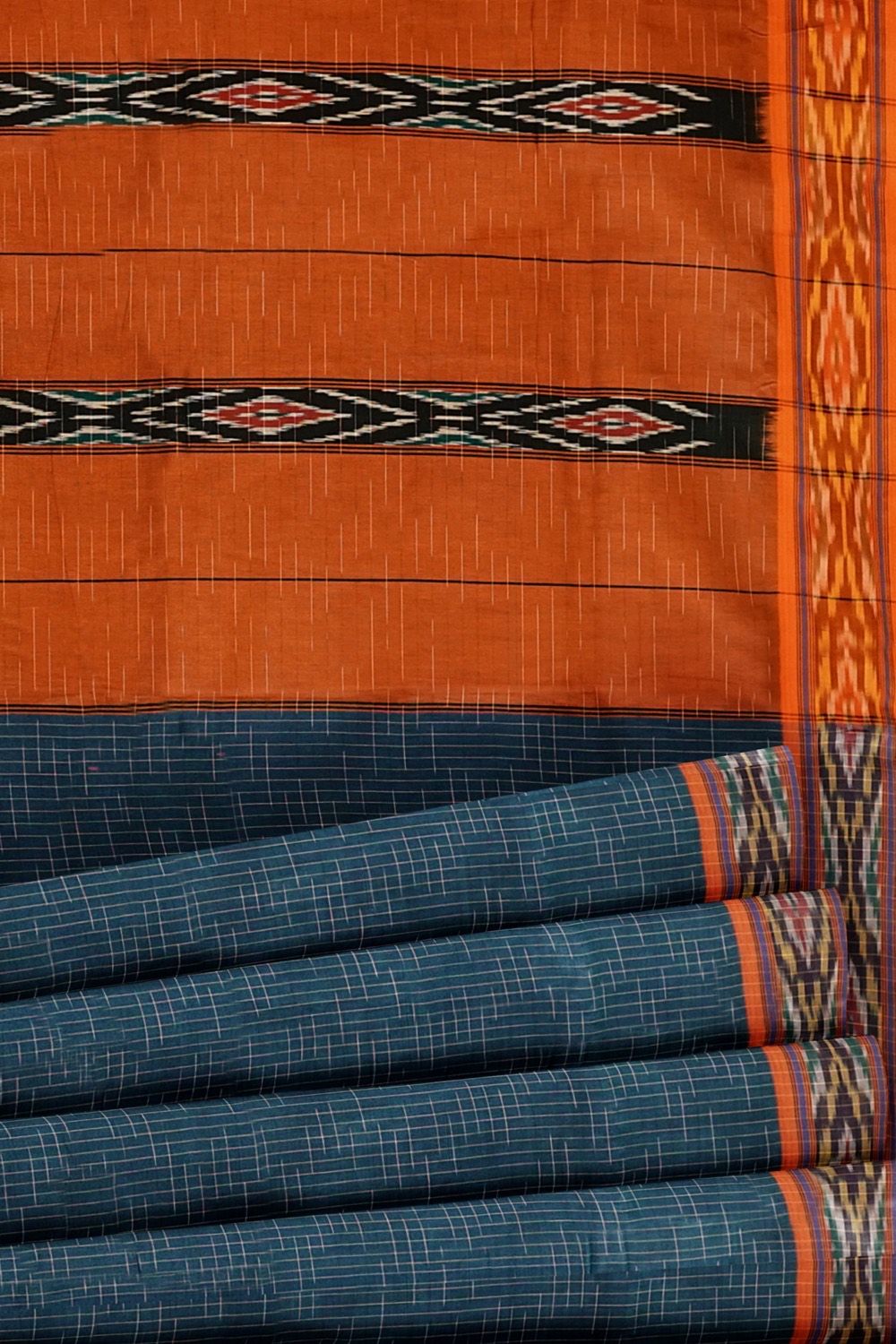 sri kumaran stores pochampalli saree blue saree with orange border 5