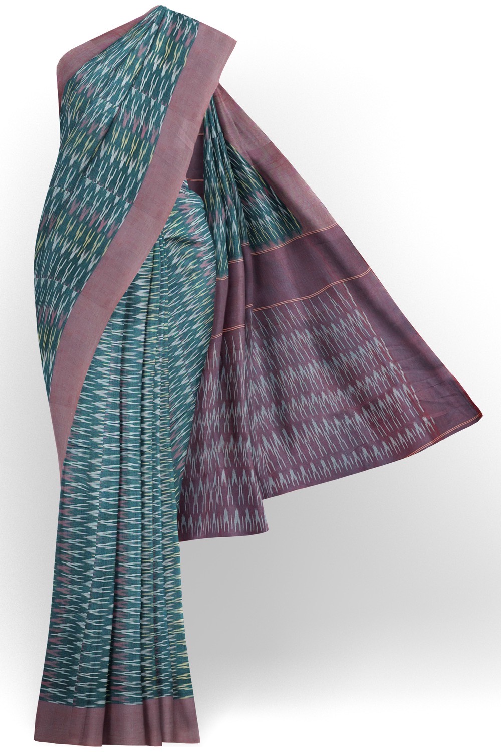 sri kumaran stores pochampalli saree blue saree with pink border 1