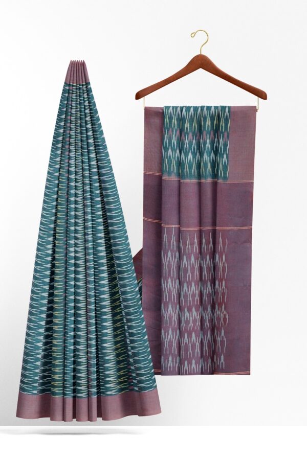 sri kumaran stores pochampalli saree blue saree with pink border 2