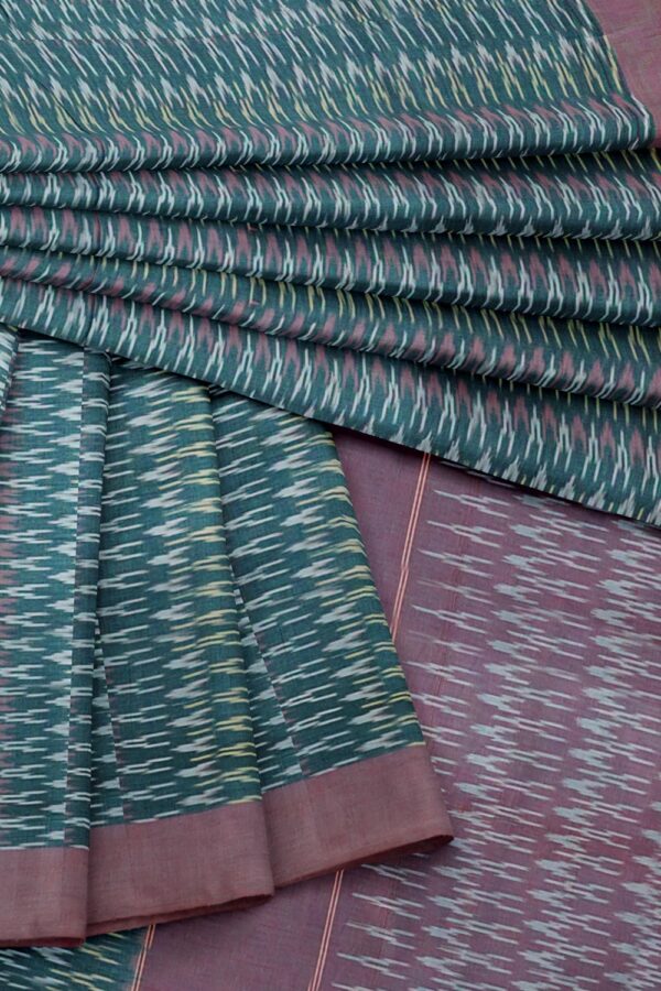 sri kumaran stores pochampalli saree blue saree with pink border 4