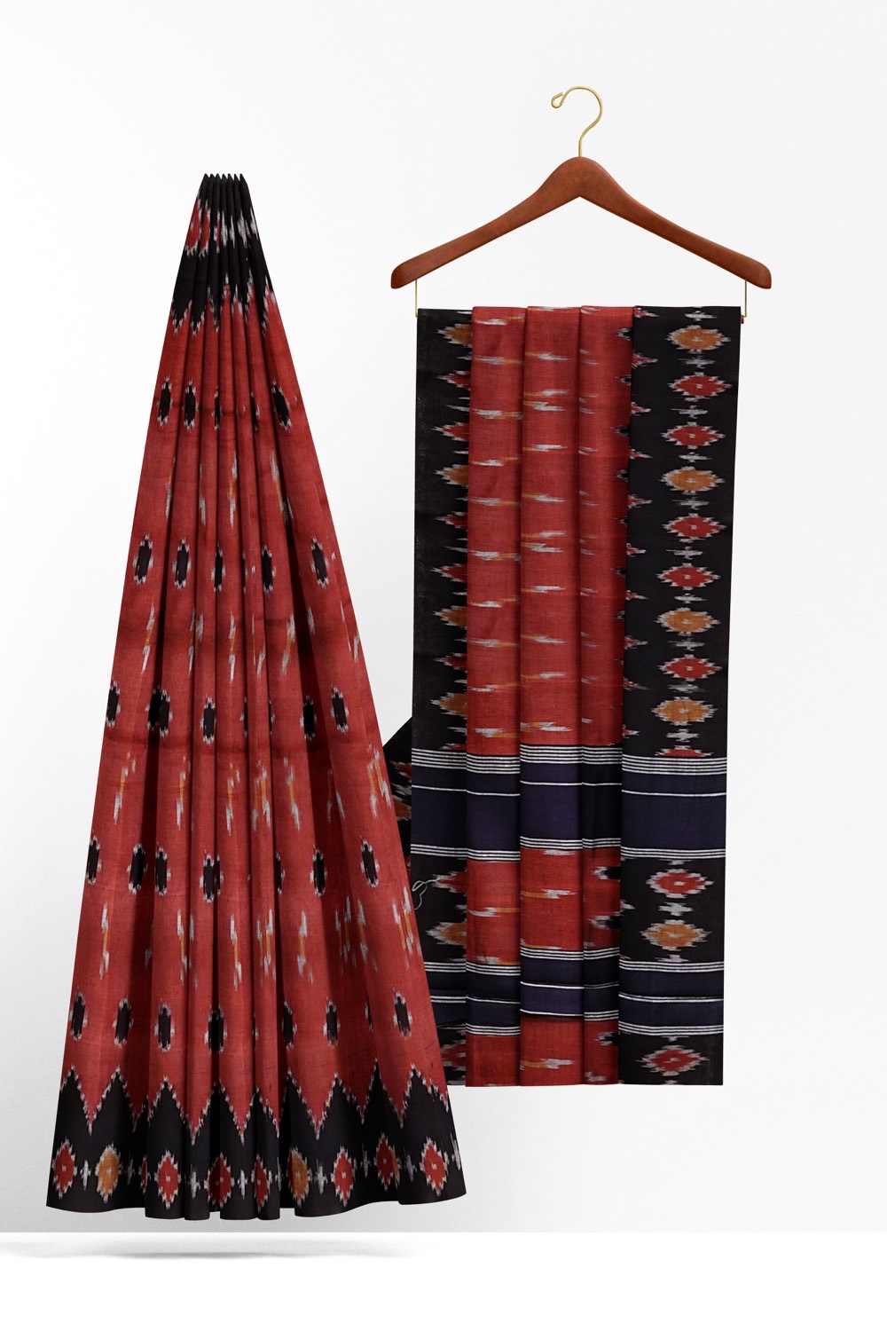 sri kumaran stores pochampalli saree brown saree with black border 2