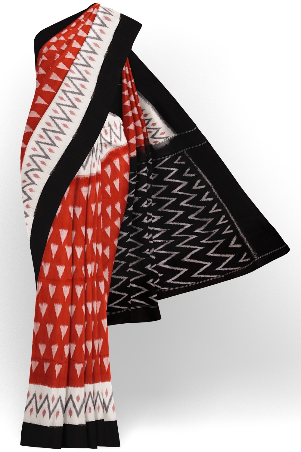 sri kumaran stores pochampalli saree brown saree with white and black border 1