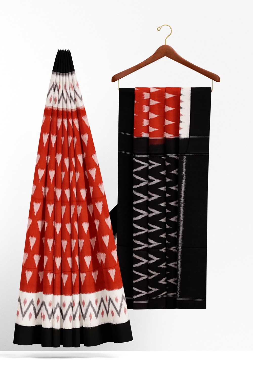 sri kumaran stores pochampalli saree brown saree with white and black border 2