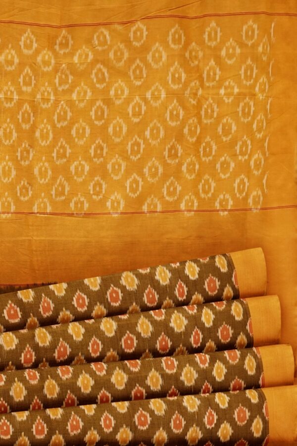sri kumaran stores pochampalli saree brown saree with yellow border 5