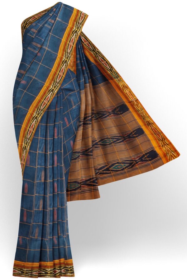sri kumaran stores pochampalli saree dark blue saree with yellow border 1