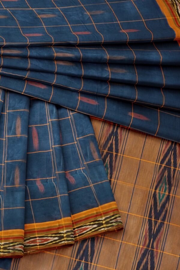 sri kumaran stores pochampalli saree dark blue saree with yellow border 4