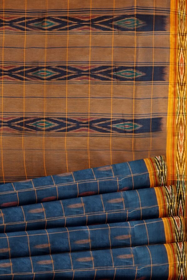 sri kumaran stores pochampalli saree dark blue saree with yellow border 5