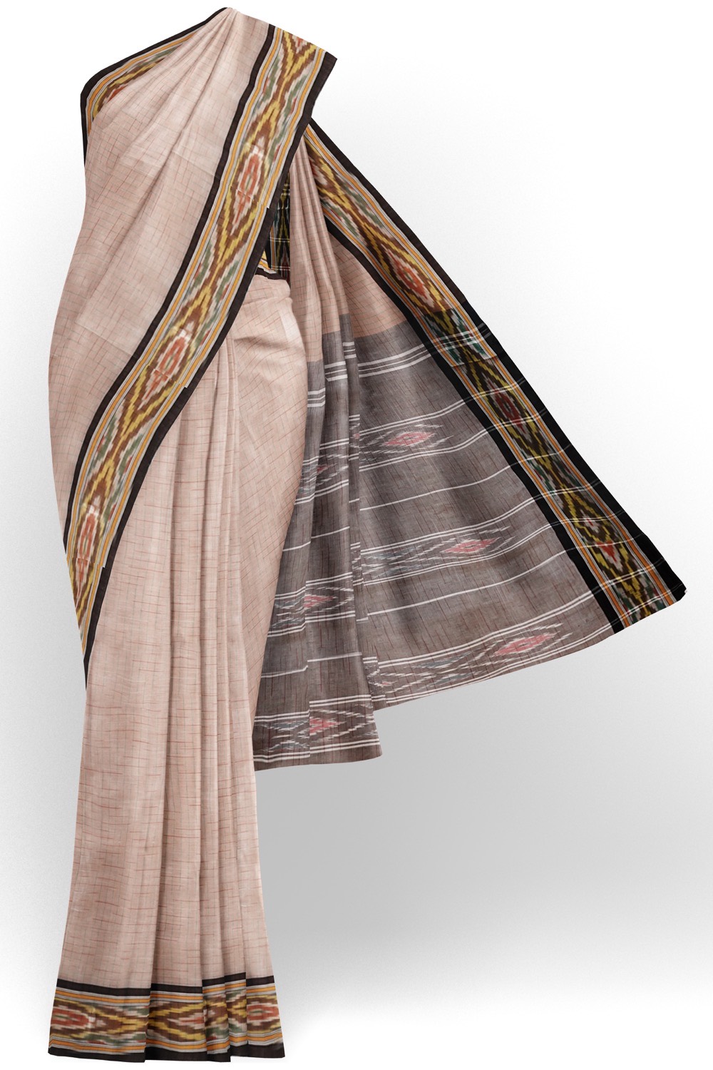sri kumaran stores pochampalli saree half white saree with black border 1