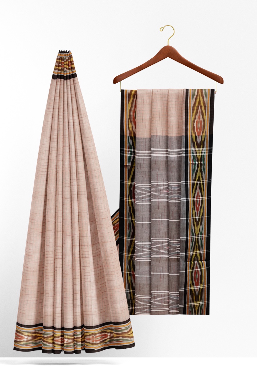 sri kumaran stores pochampalli saree half white saree with black border 2