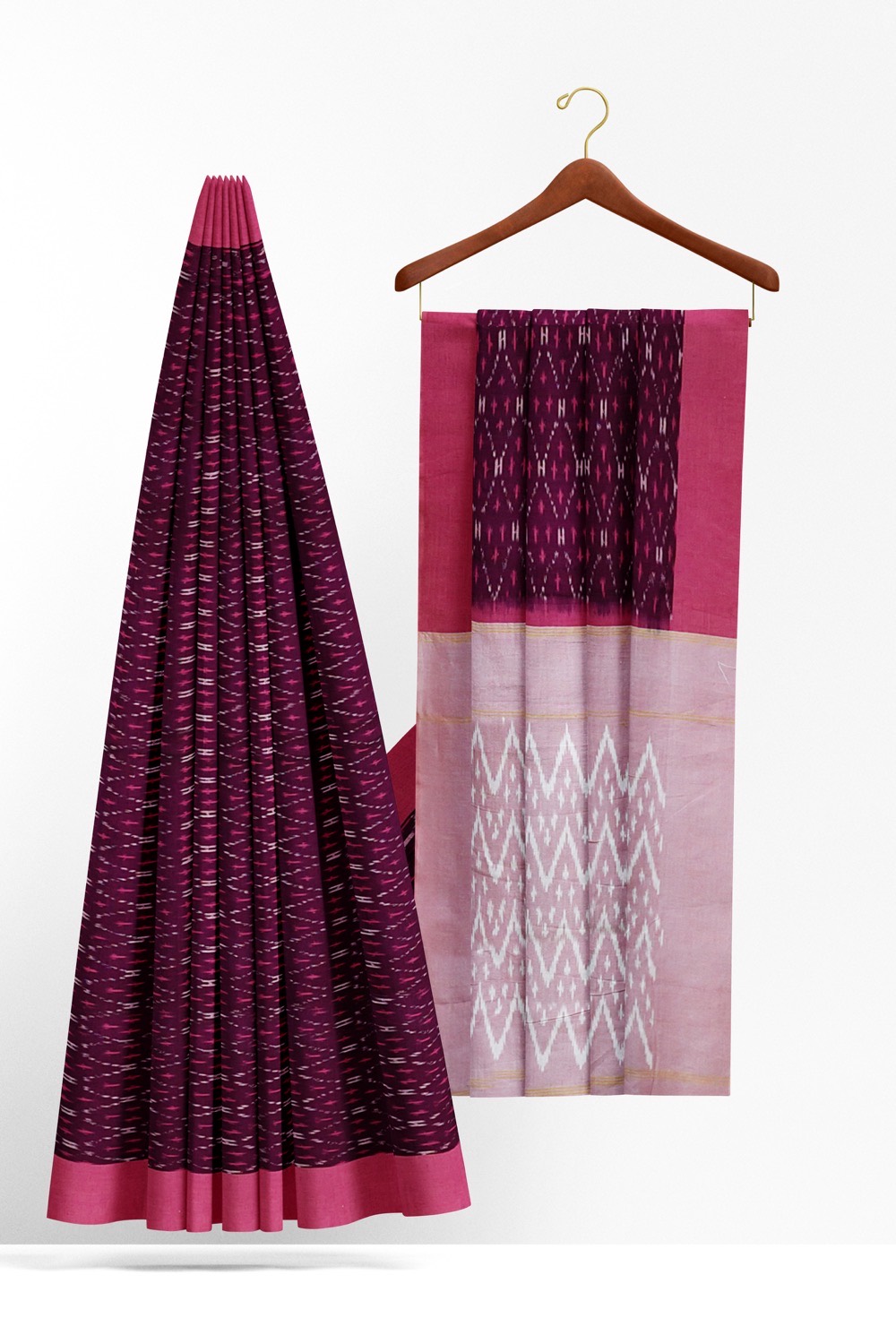 sri kumaran stores pochampalli saree magenta saree with pink border 2