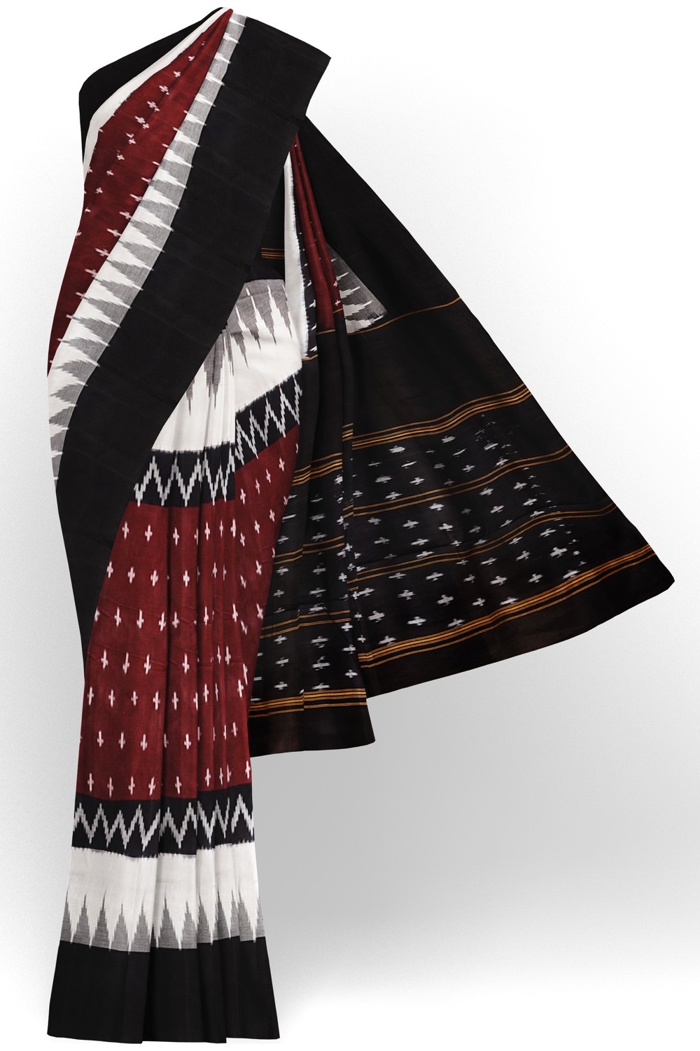 sri kumaran stores pochampalli saree maroon saree with black border 1