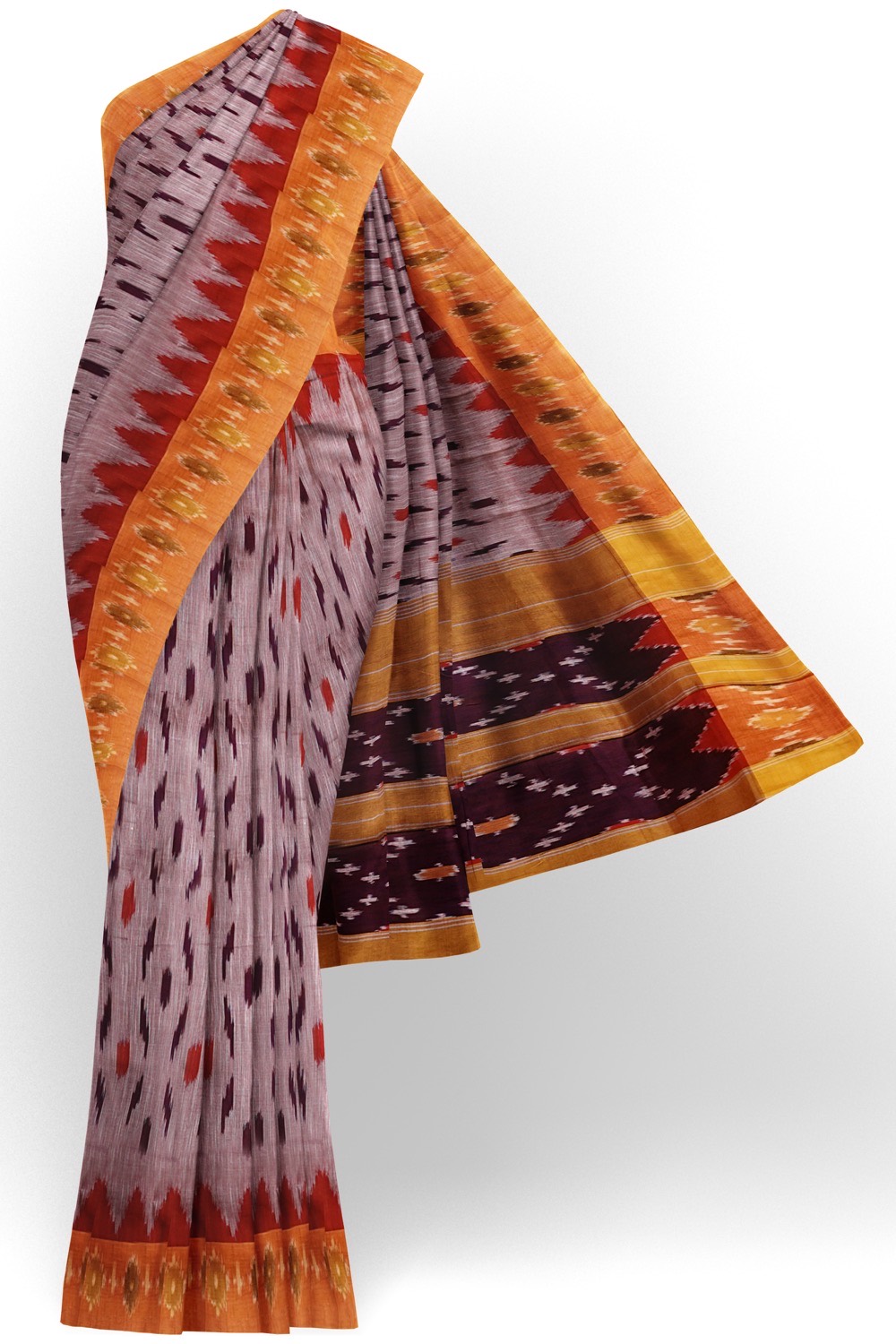 sri kumaran stores pochampalli saree purple saree with orange border 1