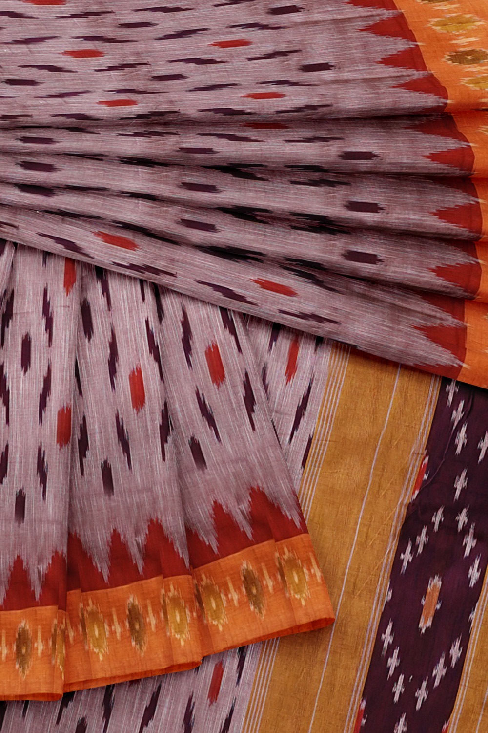 sri kumaran stores pochampalli saree purple saree with orange border 4