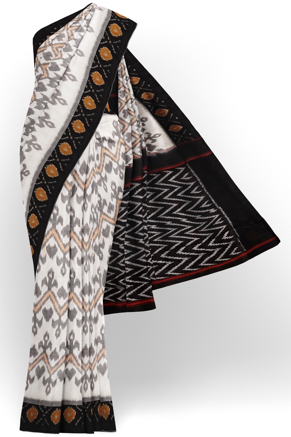 sri kumaran stores pochampalli saree white saree with black border 1