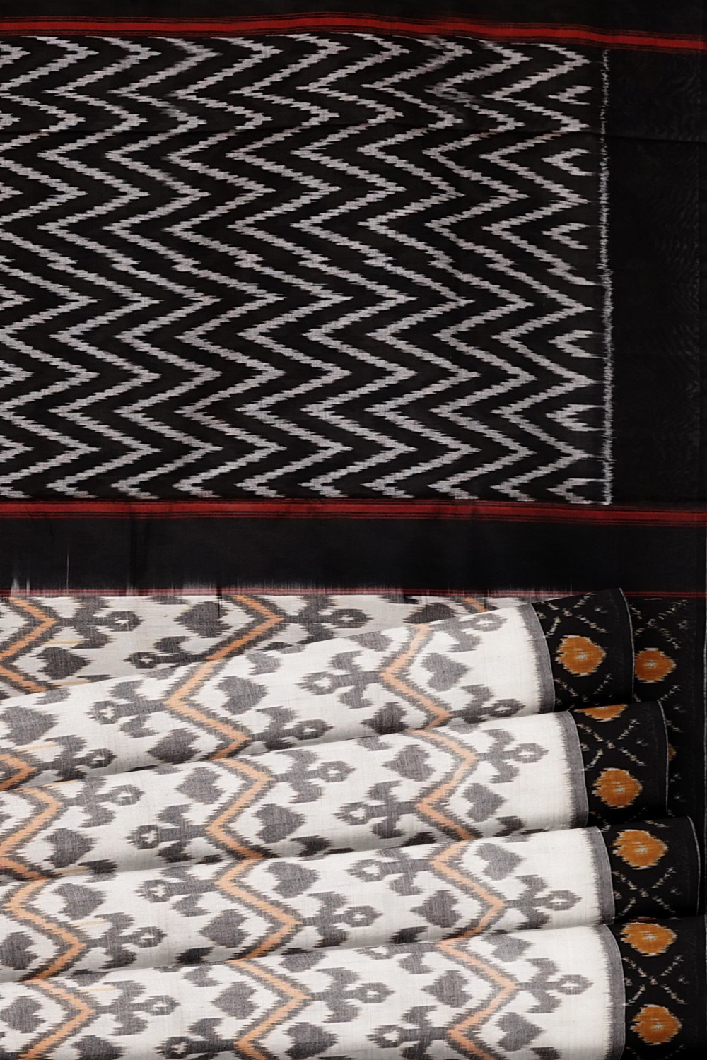 sri kumaran stores pochampalli saree white saree with black border 5