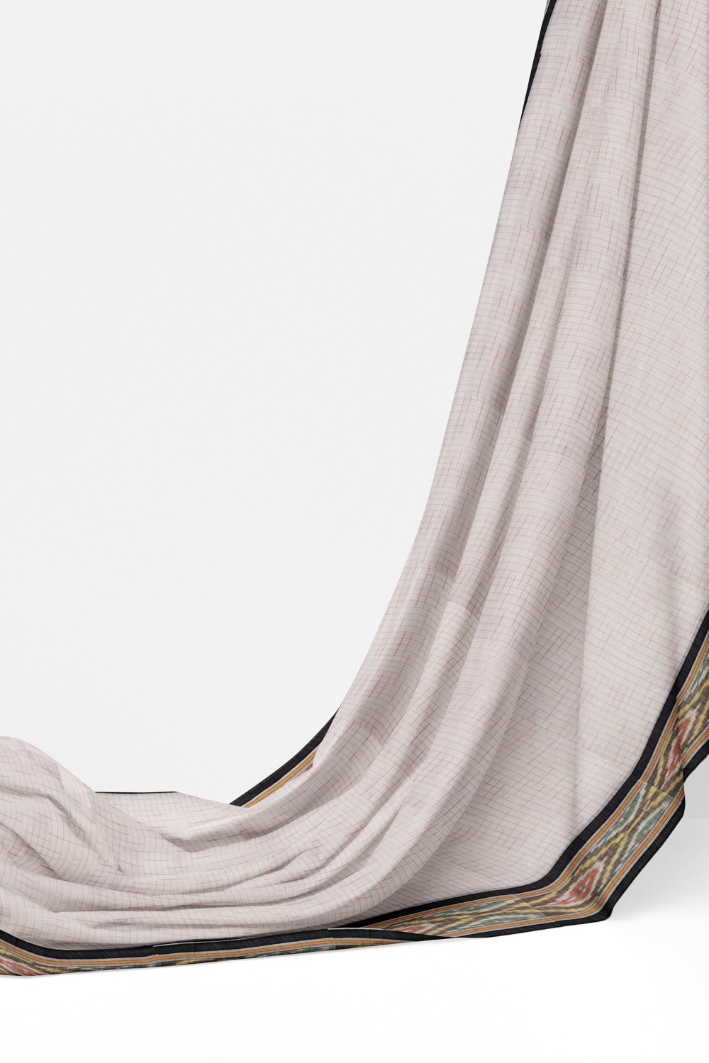 sri kumaran stores pochampalli saree white saree with orange and black border 3