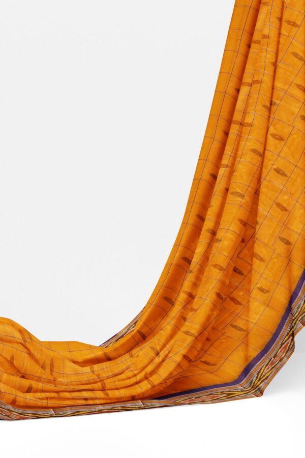 sri kumaran stores pochampalli saree yellow saree with violet border 3