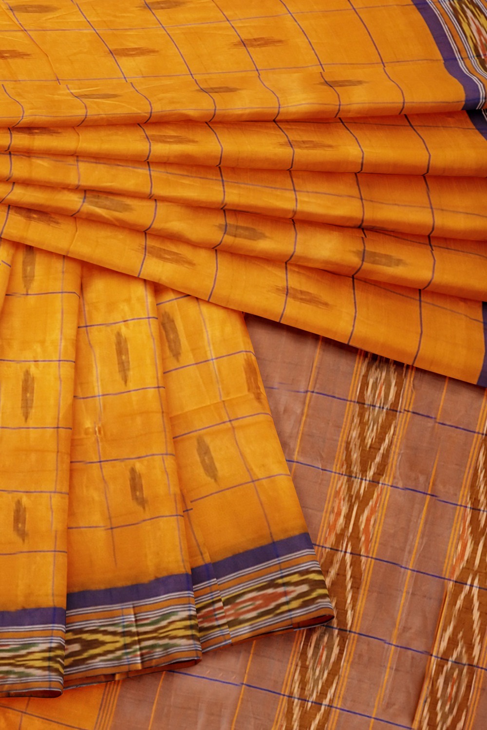 sri kumaran stores pochampalli saree yellow saree with violet border 4