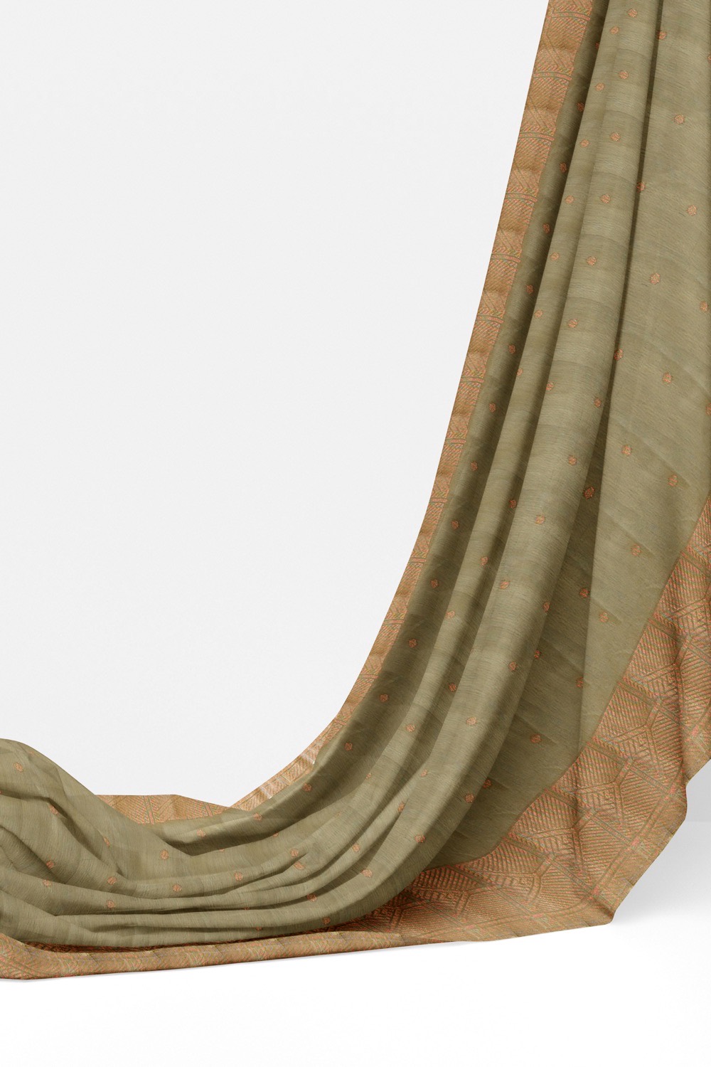 sri kumaran stores pure cotton saree ash color saree with copper zari border and pallu 3