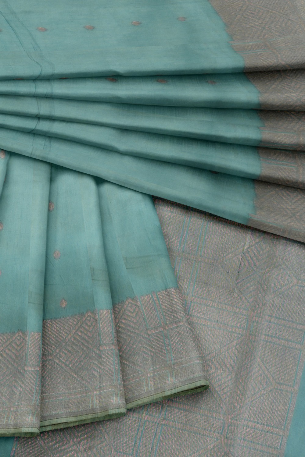 sri kumaran stores pure cotton saree baby blue saree with copper zari border and pallu 4