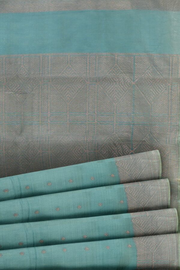 sri kumaran stores pure cotton saree baby blue saree with copper zari border and pallu 5