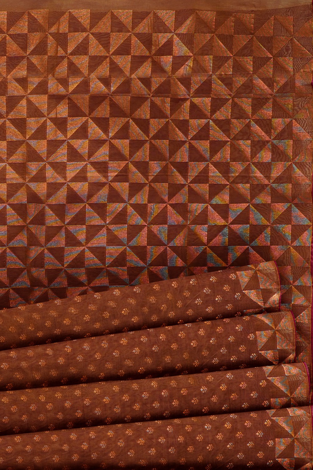 sri kumaran stores pure cotton saree brown saree with copper zari border and pallu 5