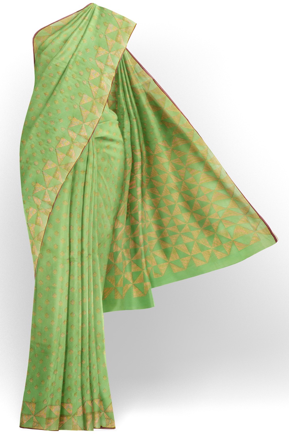 sri kumaran stores pure cotton saree dual shade pista green saree with zari border 1