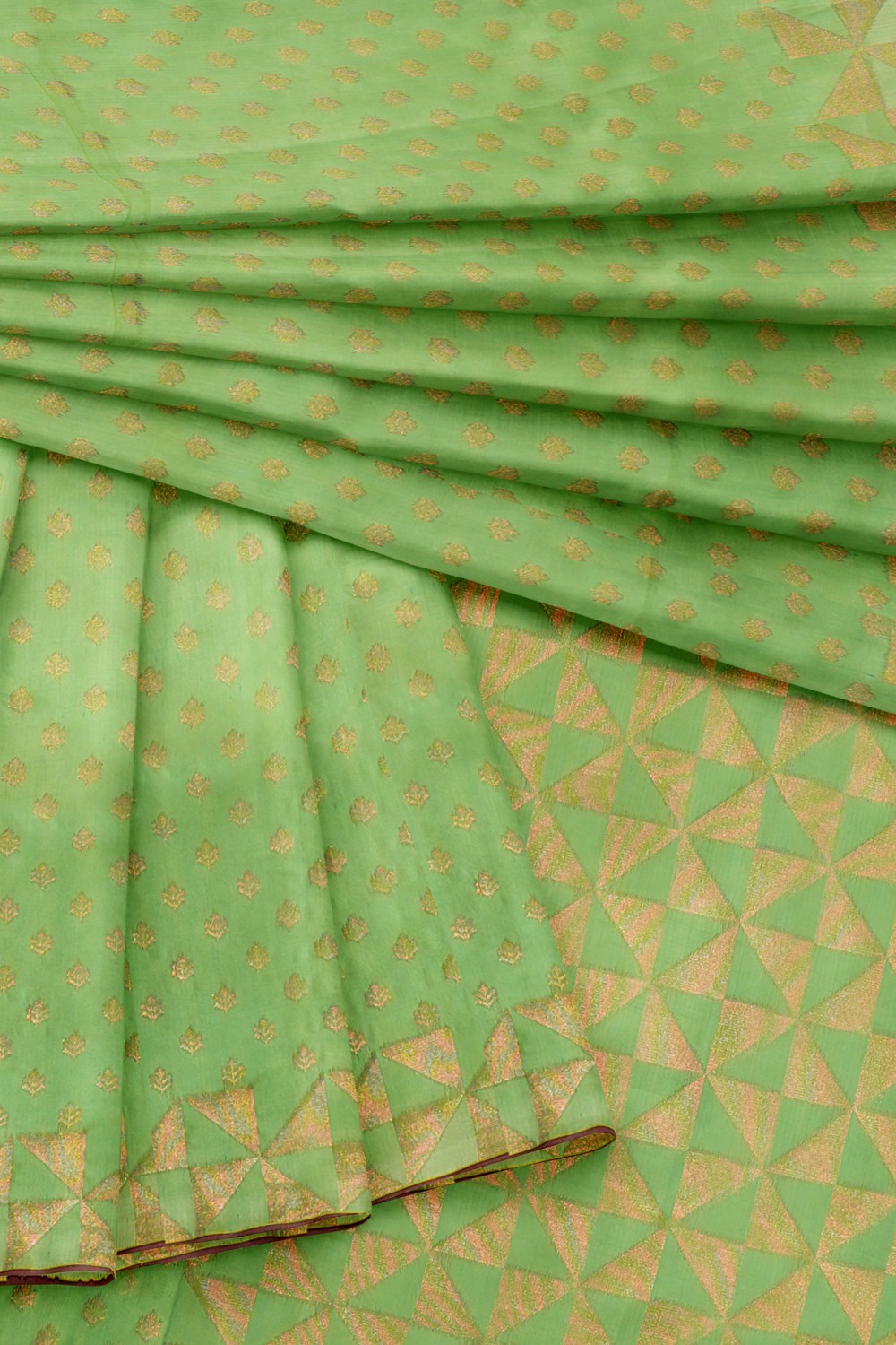 sri kumaran stores pure cotton saree dual shade pista green saree with zari border 4