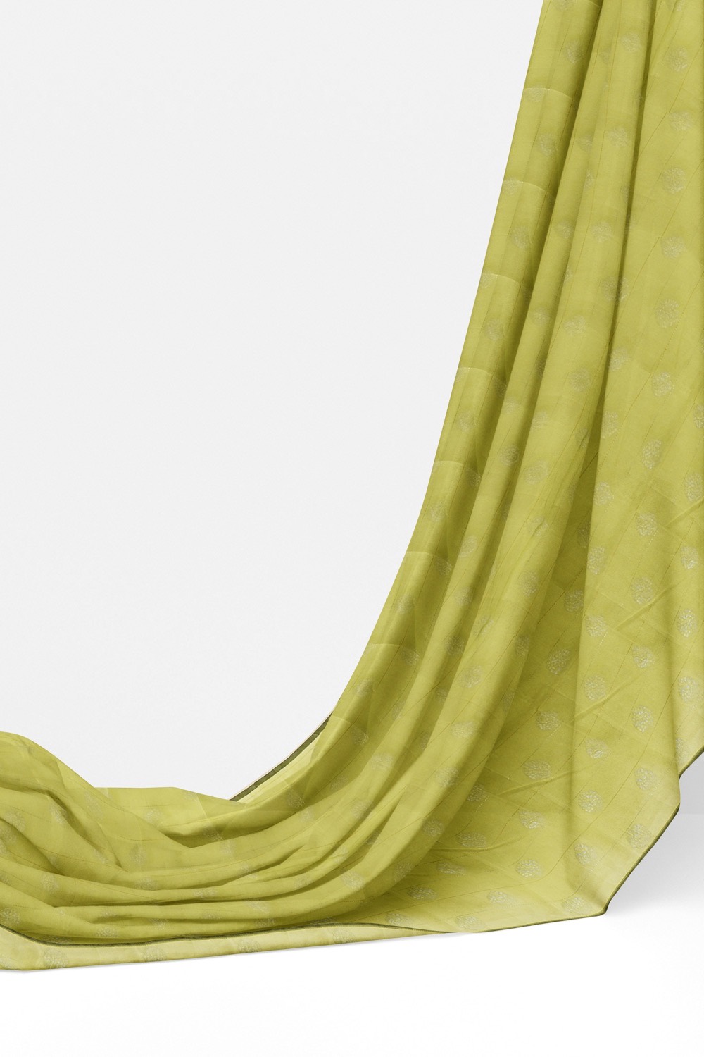 sri kumaran stores pure cotton saree light green saree with silver zari butta and pallu 3