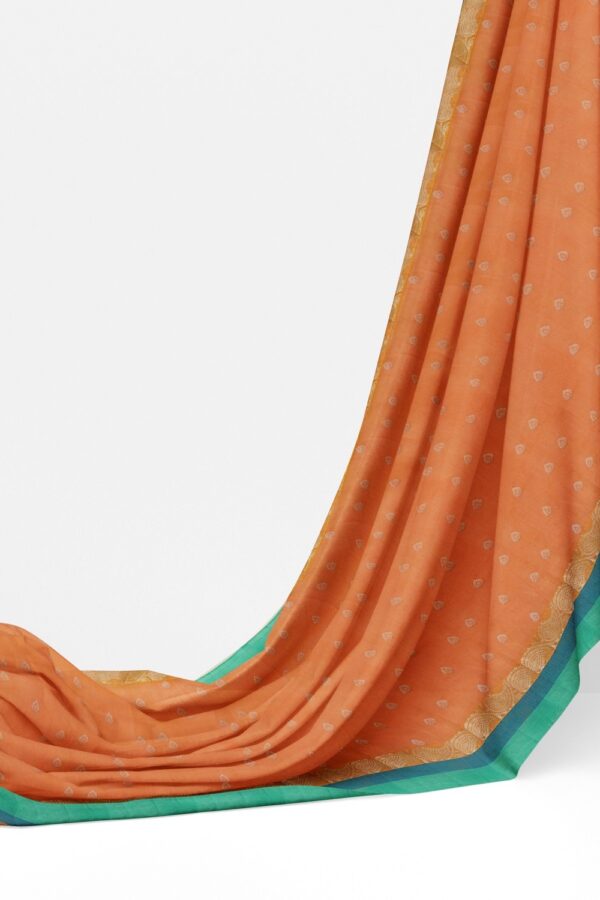 sri kumaran stores pure cotton saree light salmon saree with light and dark blue border 3
